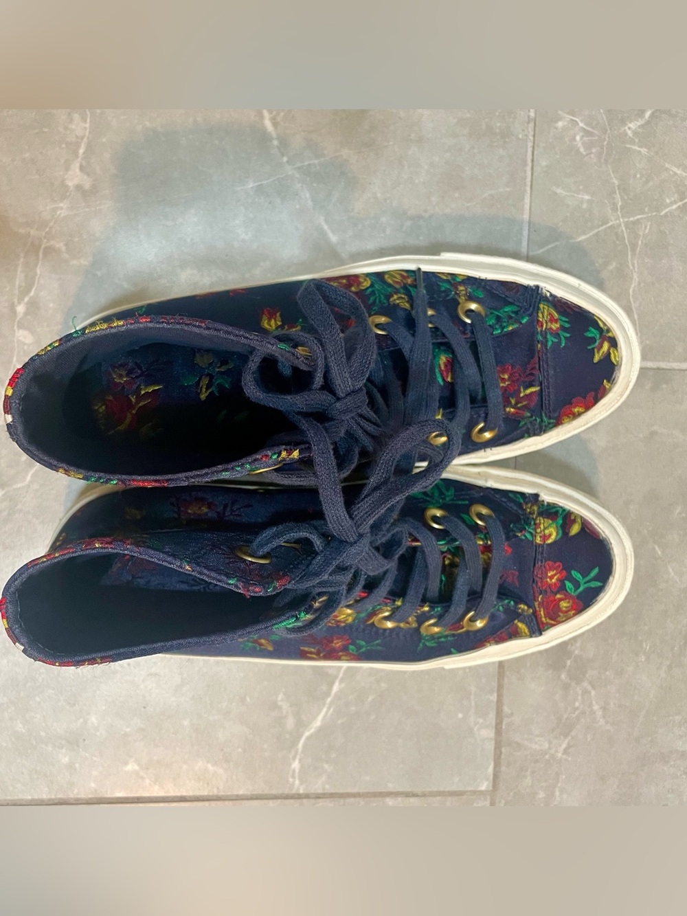 Converse Chuck Taylor All Star Obsidian Floral High-Top Platform Sneakers Size 6 - Picture 8 of 9